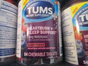 lot 156 image: 4- 54 ct Tums Heartburn Sleep Suppo...