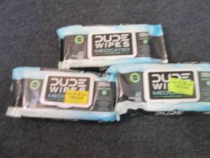 lot 211 image: 3- 48 ct Medicated Dude Wipes...