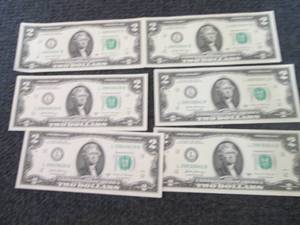 lot 317 image: 6 Sequential, Uncirculated $2 Bills...