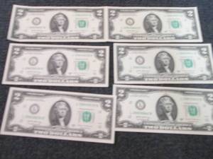 lot 318 image: 6 Sequential, Uncirculated $2 Bills...