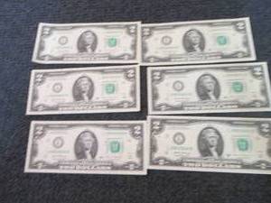 lot 320 image: 6 Sequential, Uncirculated $2 Bills...