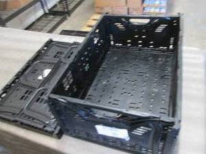 lot 371 image: 2- Folding Black Crates 15.5 x 22.5...