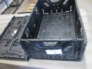 lot 370 image: 2- Folding Black Crates 15.5 x 22.5...