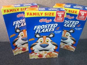lot 460 image: 3- 24 oz Kelloggs Frosted Flakes...