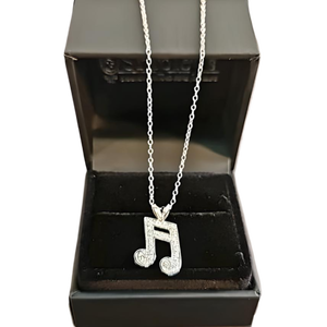 lot 10 image: 14k Diamond Music Note Necklace with Lite Chain