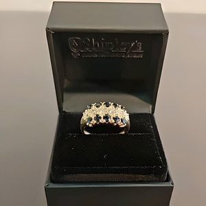 lot 14 image: Elegant 18K Gold Ring with Diamonds and Sapphires by Steven B. Fox