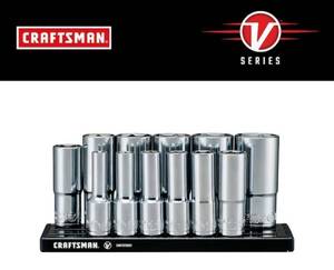 CRAFTSMAN V-Series 38-in Drive Standard (SAE) Deep Socket Set (12-Pieces) (08032412)