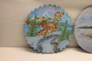 lot 4 image: Lot of Decorated and Plain Circular Saw Blades