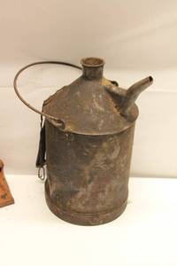 lot 7 image: Lot of Two Vintage Metal Oil Cans with Rust Patina