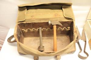 lot 8 image: Vintage Collection of Hand Tools with Canvas Bag and Wooden Box