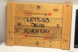 lot 19 image: Decorative Wood and Chalkboard Signs - Set of 2