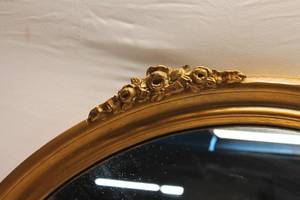 lot 41 image: Vintage Oval Gold Mirror with Ornate Floral Frame