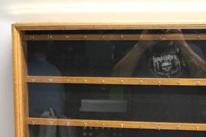 lot 54 image: Wooden Wall-Mounted Display Case with Hooks