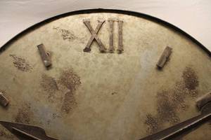 lot 72 image: Vintage Industrial Style Wall Clock with Roman Numerals