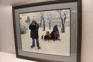 lot 73 image: Framed Winter Scene Artwork