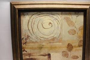 lot 76 image: Abstract Botanical Print in Gold Frame