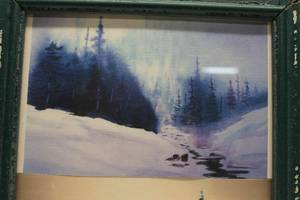 lot 80 image: Framed Winter Landscape Double Image Artwork