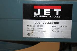 lot A-97 image: JET DC-650 Dust Collector with Accessories