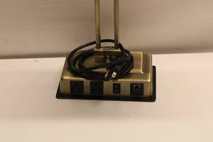 lot 101 image: Brass Desk Lamp with Built-in Power and USB Ports