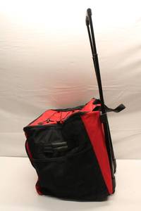lot 107 image: Red and Black Rolling Duffel Bag