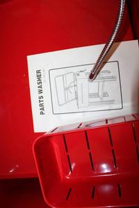lot A-113 image: Red 20-Gallon Parts Washer with Stand
