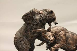 lot 140 image: Wall St. Creations The Dangerous Encounter Bronze Sculpture