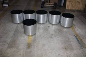 lot 163 image: Lot of 6 Stainless Steel Planters