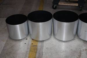 lot 164 image: Set of 6 Stainless Steel Cylindrical Planters