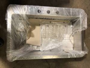 lot 5 image: Elkay Avenue 33 in. Drop-InUndermount Single Bowl 18-Gauge Stainless Steel Kitchen Sink w Accessories  Customer Returns See Pictures