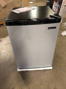 lot 22 image: Magic Chef 2.6 cu. ft. Mini Fridge in Stainless Look  Customer Returns See Pictures