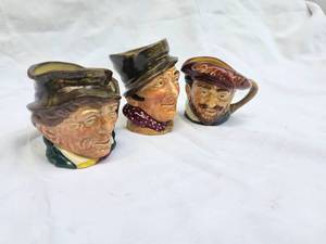 lot 31 image: Vintage 40s Stamp Royal Doulton Mugs Paddy Toby, Sam Weller, Drake Characters