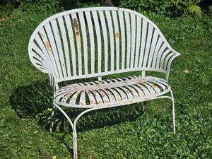 lot 35 image: Flared Back Spring Steel Garden Bench