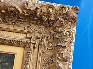 lot 43 image: Vintage Oil Painting English Shepard Elaborate Frame