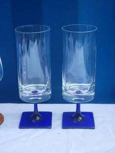 lot 139 image: Vibrant MCM Vintage Glasses with  Vibrant Colored Stems - (4)