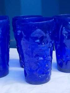 lot 138 image: Amazing MCM Vintage Cobalt Blue Water Glass Set - (5)