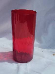 lot 137 image: Cool MCM Vintage Red Water Glass Set - (3)