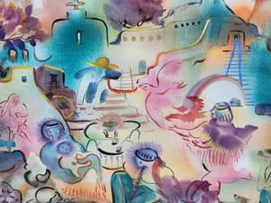 lot 47 image: Elizabeth Maria Becker - Vibrant Fine Art Print - Native Drums