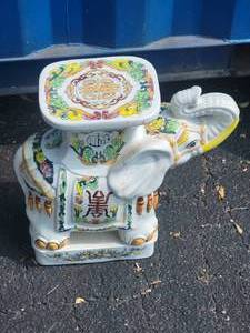 lot 38 image: Vintage Porcelain Elephant Exotic Side Table
