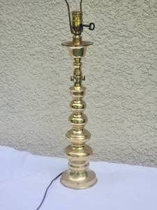 lot 39 image: Vintage Mohn-Made Brass Candlestick Lamp - Mohn Appliance Co. - Minneapolis