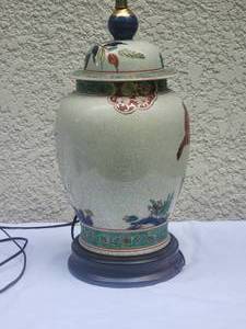 lot 41 image: Vintage Frederick Cooper Lamp Co. - Stunning Chinese Ceramic Ginger Jar Table Lamp Pair