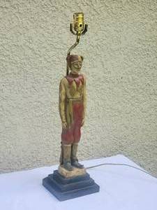 lot 40 image: Vintage Ballard Design - Harlequin Court Jester Figural Carved Lamp