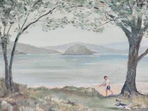 lot 152 image: Breathtaking Fine Art Original Painting - Fishing by the Lake