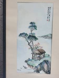 lot 50 image: Classical Chinese Watercolor Seasonal Print Pair - Autumn - Spring