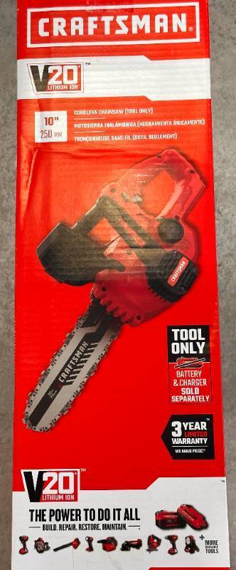 lot 16 image: Brand New Craftsman Cordless Chainsaw ($129 Retail)