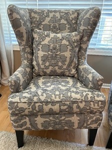 lot 7 image: Pair of Rossdale Upholstered Wing Chairs