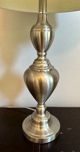 lot 65 image: Pair of Brushed Silver Table Lamps
