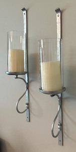 lot 66 image: Pair of Stylish Wall Mount Candle Holders