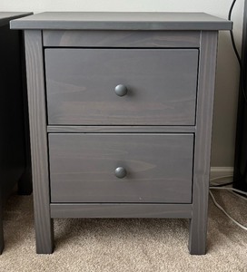 lot 19A image: Pair of Neutral Colored Nightstands  Side Tables with Two Drawers