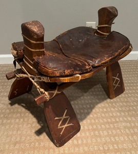 lot 117 image: Vintage Camel Saddle Stool