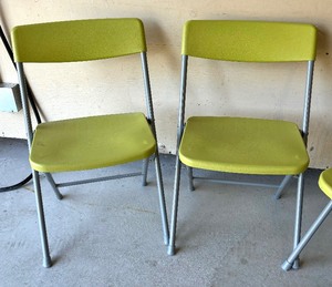 lot 93 image: Four Bright Green Folding Chairs
